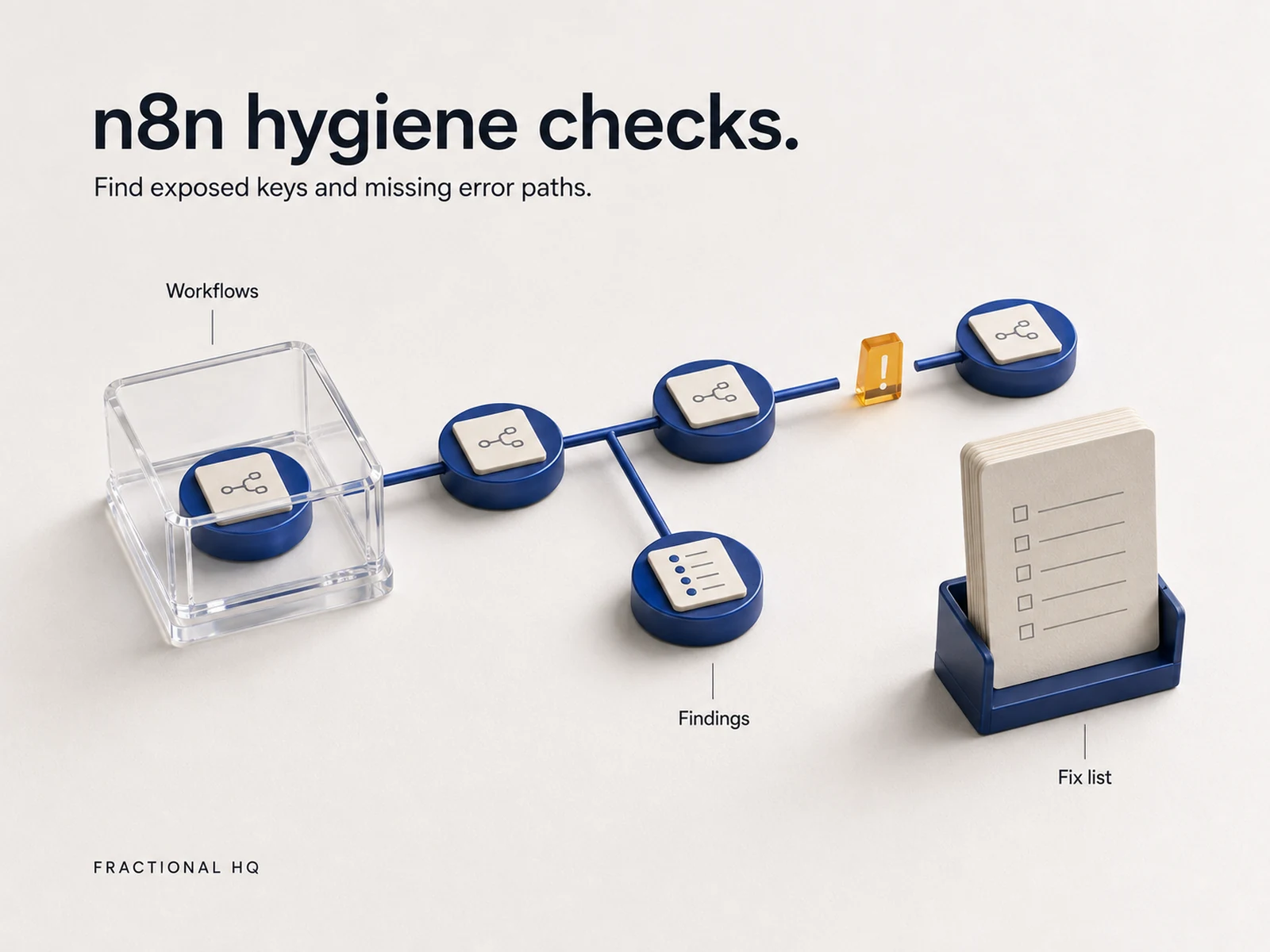 Concept illustration: Auditing how an n8n estate is built.